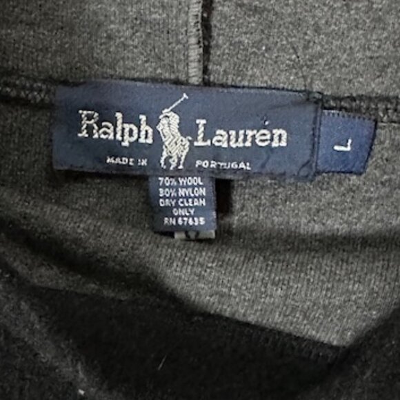 Ralph Lauren Wool Pullover Black w/Drawstrings - Men's Size L- Portugul - VGUC - Picture 5 of 8